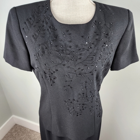 Jessica Howard Sequin Tiered Front Short Sleeve Full Length Lined Dress Size 8 - Picture 2 of 11